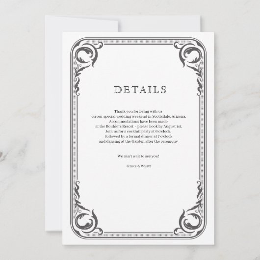Invitation Rustic Country Western Mariage avec détails (Dos)