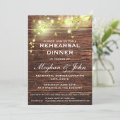 Invitation Rustic Country Wood Mason Lights Dîner de répétiti (Debout devant)