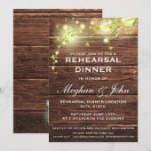 Invitation Rustic Country Wood Mason Lights Dîner de répétiti (Devant / Derrière)