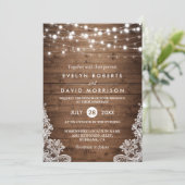 Invitation Rustic Country Wood Twinkle Mariage de dentelle (Debout devant)