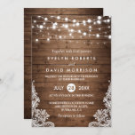 Invitation Rustic Country Wood Twinkle Mariage de dentelle<br><div class="desc">Créez votre invitation parfaite avec ce modèle pré-conçu, vous pouvez facilement la personnaliser pour être le vôtre. Pour plus de personnalisation, cliquez sur le lien "customiser plus loin" et utilisez notre outil de conception facile à utiliser pour modifier ce modèle. Si vous préférez les papiers plus épais / Finition mat,...</div>