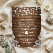 Invitation Rustic Country Wood Twinkle Mariage de dentelle