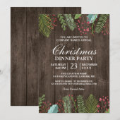 Invitation Rustic Country Woodgrain Fête de Noël (Devant / Derrière)