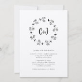 Invitation Rustic Country Wreath Photo Monogramme Chic Mariag (Devant)