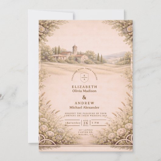 Invitation Rustic Countryside Chapel Wedding (Devant)