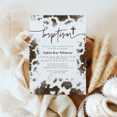 Invitation Rustic Cow Print Western Baptism