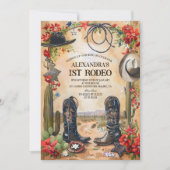 Invitation Rustic Cowboy 1st Rodeo Birthday (Devant)