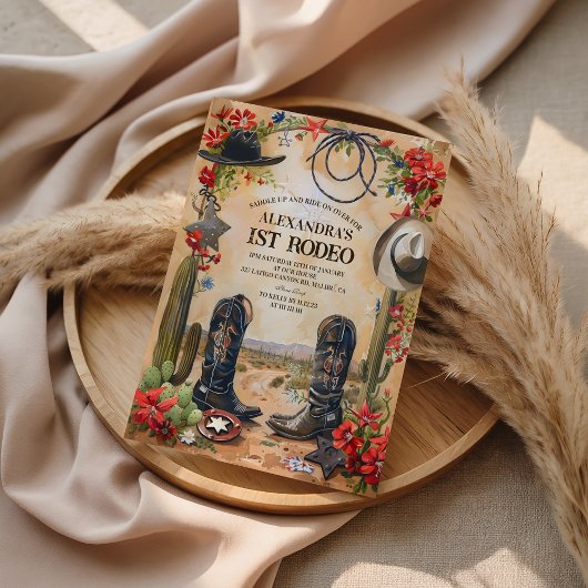 Invitation Rustic Cowboy 1st Rodeo Birthday