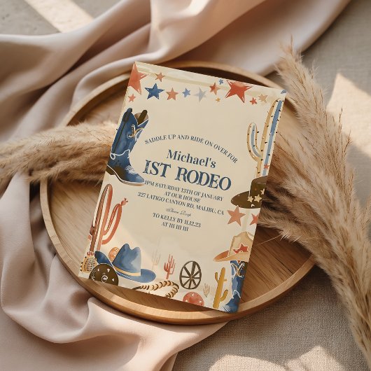Invitation Rustic Cowboy Boots 1st Birthday
