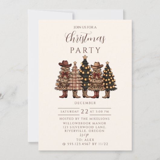 Invitation Rustic Cowboy Boots Western Christmas (Devant)