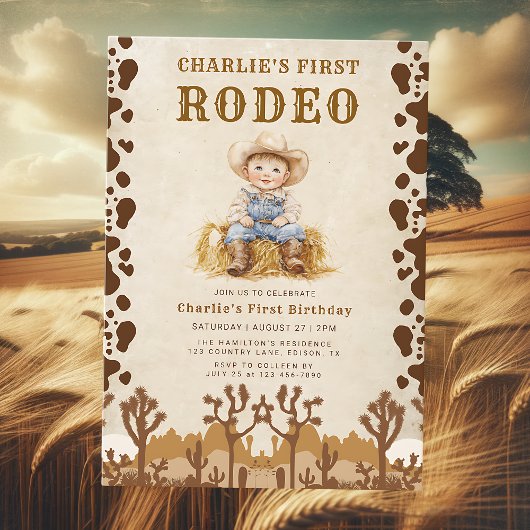 Invitation Rustic Cowboy Premier Rodéo 1er Anniversaire Invit