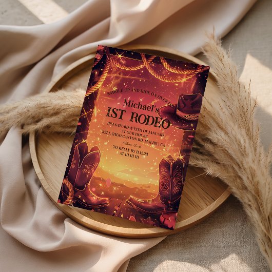 Invitation Rustic Cowboy Rodeo 1st Birthday