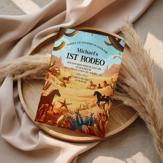 Invitation Rustic Cowboy Rodeo 1st Birthday Celebration