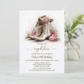 Invitation Rustic Cowgirl Boots and Hat 18th Birthday Party (Debout devant)