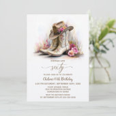 Invitation Rustic Cowgirl Boots and Hat 60th Birthday Party (Debout devant)