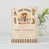 Invitation Rustic Cowgirl First Rodeo 1er Anniversaire Invita (Debout devant)