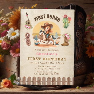 Invitation Rustic Cowgirl First Rodeo 1er Anniversaire Invita