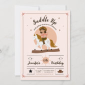 Invitation Rustic Cowgirl Saddle Up 4e anniversaire (Devant)