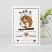 Invitation Rustic Cowgirl Saddle Up 4e anniversaire (Debout devant)