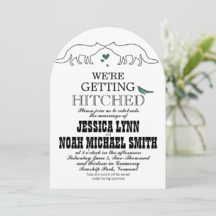 Invitation Rustic Cute Fox Romantic Green Hearts Mariage