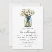 Invitation Rustic Daisies Floral Mason Jar QR Code Wedding (Devant)