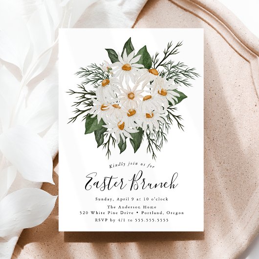 Invitation Rustic Daisy Bouquet Brunch de Pâques