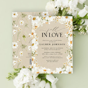 Invitation Rustic Daisy Fall in Love QR Code Fête des mariées