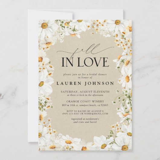 Invitation Rustic Daisy Fall in Love QR Code Fête des mariées (Devant)