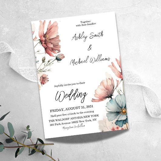 Invitation Rustic Daisy Fleur sauvage Floral Mariage