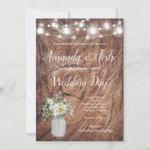 Invitation Rustic Daisy Floral Mason Jar Mariage campagnard (Devant)