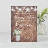 Invitation Rustic Daisy Floral Mason Jar Mariage campagnard (Debout devant)