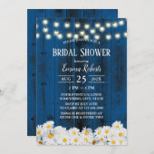 Invitation Rustic Daisy Floral Navy Grange Fête des mariées e (Devant / Derrière)