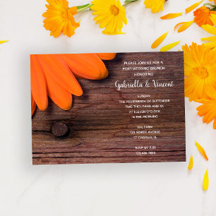 Invitation Rustic Daisy Grange Wood Post Mariage Brunch