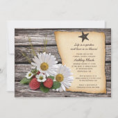 Invitation Rustic Daisy Strawberry Bridal (Devant)