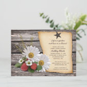 Invitation Rustic Daisy Strawberry Bridal (Debout devant)