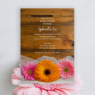 Invitation Rustic Daisy Trio Pays Fête des mariées