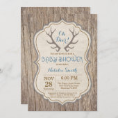Invitation Rustic Deer Antler Oh Deer Boy Baby shower (Devant / Derrière)