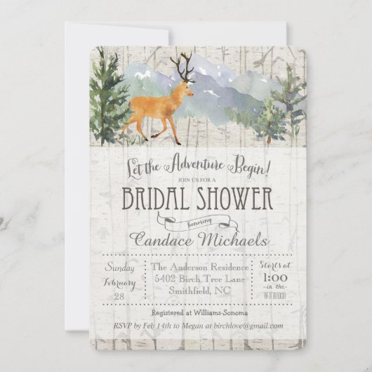 Invitation Rustic Deer Birch (Devant)