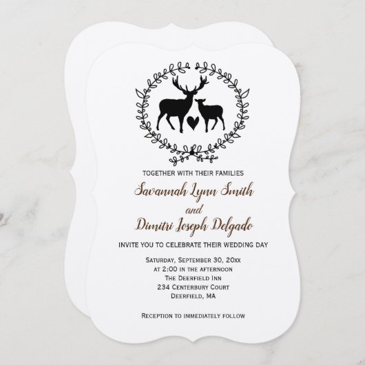 Invitation Rustic Deer Kraft Mariage (Devant / Derrière)