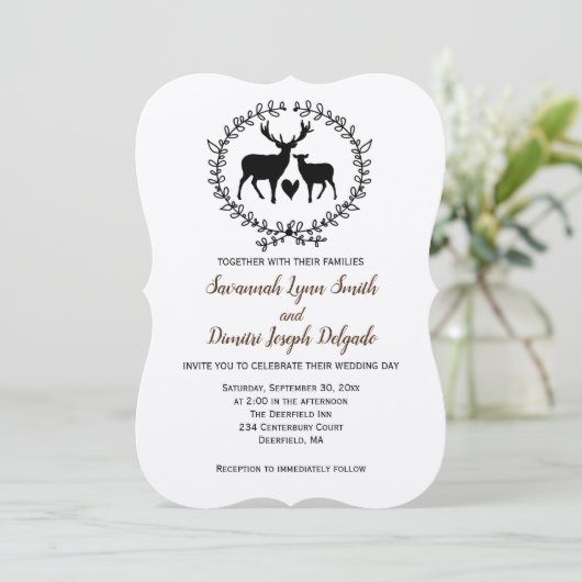 Invitation Rustic Deer Kraft Mariage (Debout devant)