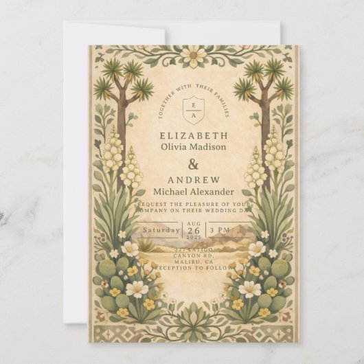 Invitation Rustic Desert Botanical Wedding (Devant)