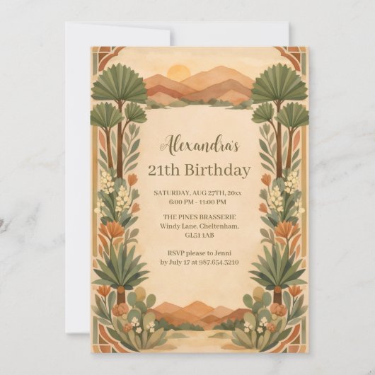 Invitation Rustic Desert Florals Birthday (Devant)