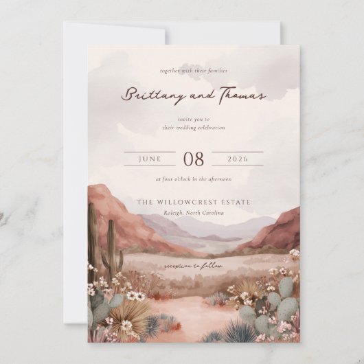 Invitation Rustic Desert Landscape Watercolor (Devant)