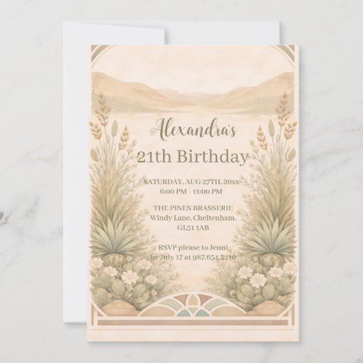 Invitation Rustic Desert Meadow Birthday (Devant)