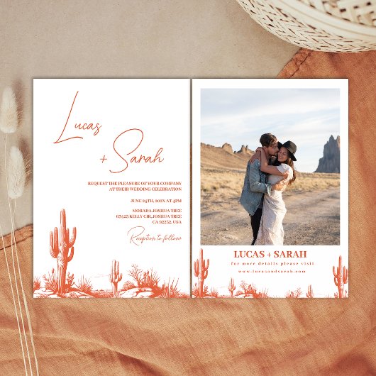 Invitation Rustic Drake Vérone Sunset Western Desert Mariage