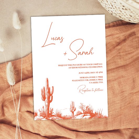 Invitation Rustic Drake Vérone Sunset Western Desert Mariage
