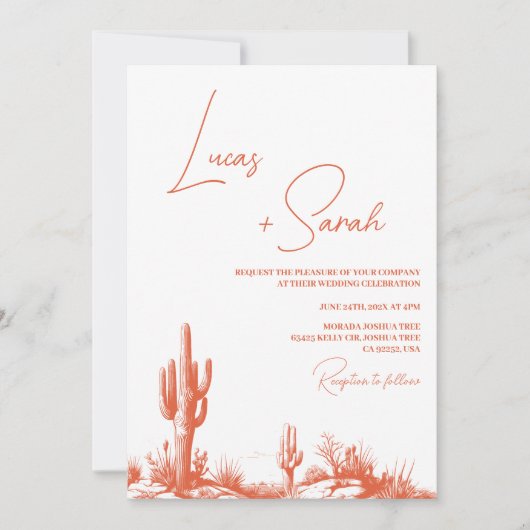 Invitation Rustic Drake Vérone Sunset Western Desert Mariage (Devant)