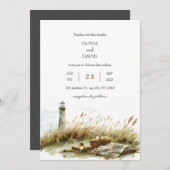 Invitation Rustic Dune Pique-nique et Lighthouse Beach Mariag (Devant / Derrière)