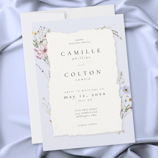 Invitation Rustic Dusty Blue Romantic Wildflower Wedding