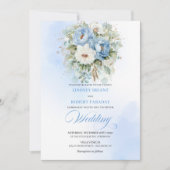 Invitation Rustic Dusty Blue White Peony Eucalyptus Gold Wedd (Devant)